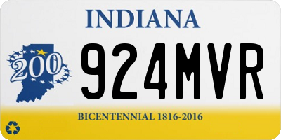 IN license plate 924MVR