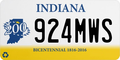 IN license plate 924MWS