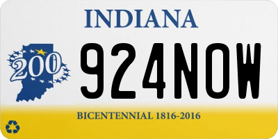 IN license plate 924NOW