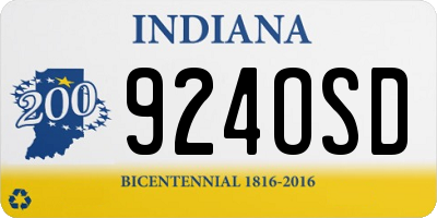 IN license plate 924OSD
