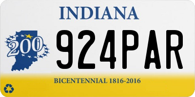IN license plate 924PAR