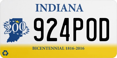 IN license plate 924POD