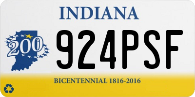 IN license plate 924PSF