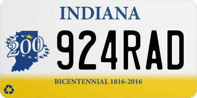 IN license plate 924RAD