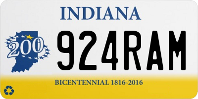 IN license plate 924RAM