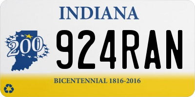 IN license plate 924RAN
