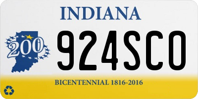 IN license plate 924SCO