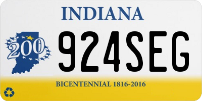 IN license plate 924SEG