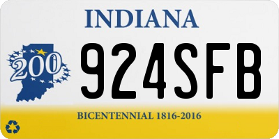 IN license plate 924SFB