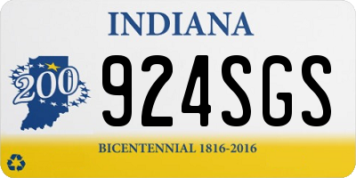 IN license plate 924SGS