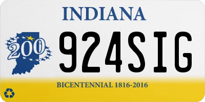 IN license plate 924SIG