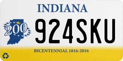 IN license plate 924SKU