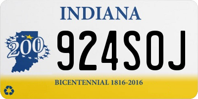 IN license plate 924SOJ