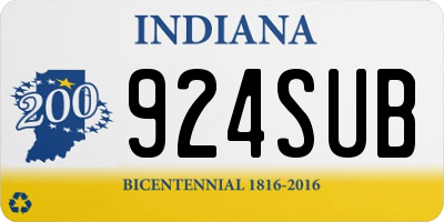 IN license plate 924SUB