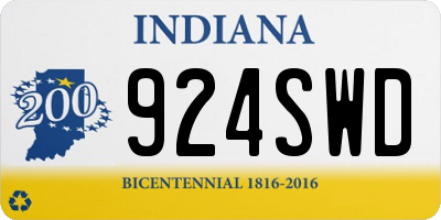 IN license plate 924SWD