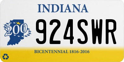IN license plate 924SWR
