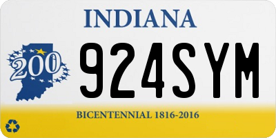 IN license plate 924SYM