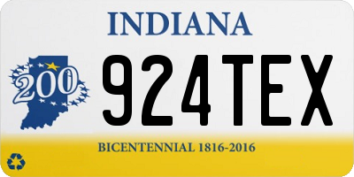 IN license plate 924TEX