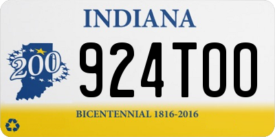 IN license plate 924TOO