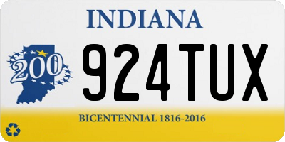 IN license plate 924TUX