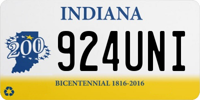 IN license plate 924UNI