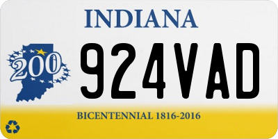 IN license plate 924VAD