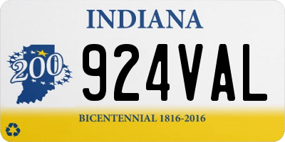 IN license plate 924VAL
