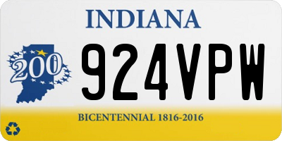 IN license plate 924VPW