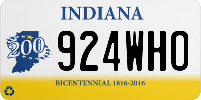 IN license plate 924WHO