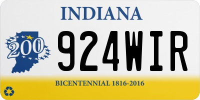 IN license plate 924WIR