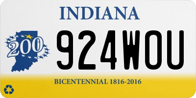 IN license plate 924WOU
