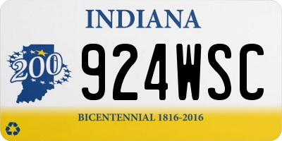 IN license plate 924WSC