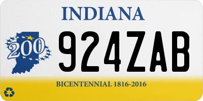 IN license plate 924ZAB