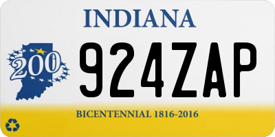 IN license plate 924ZAP