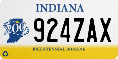 IN license plate 924ZAX