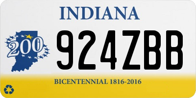 IN license plate 924ZBB