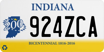 IN license plate 924ZCA