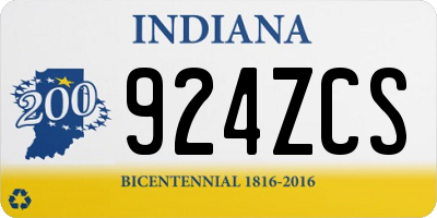 IN license plate 924ZCS