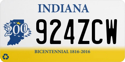 IN license plate 924ZCW
