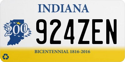IN license plate 924ZEN