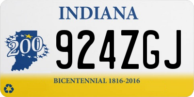 IN license plate 924ZGJ