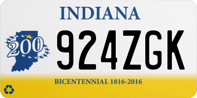 IN license plate 924ZGK