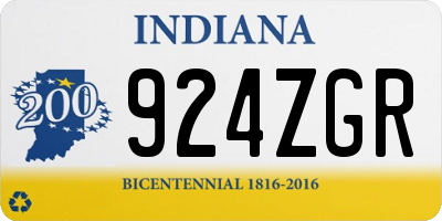 IN license plate 924ZGR