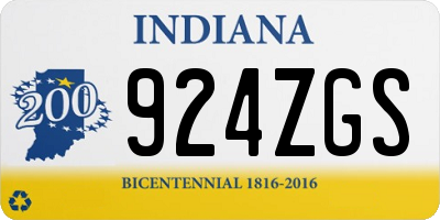 IN license plate 924ZGS