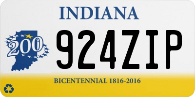 IN license plate 924ZIP