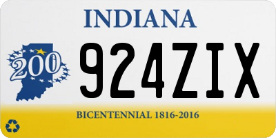 IN license plate 924ZIX