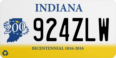 IN license plate 924ZLW