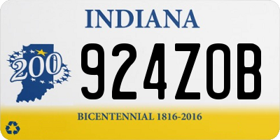 IN license plate 924ZOB
