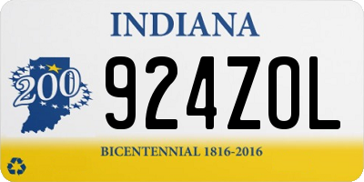 IN license plate 924ZOL