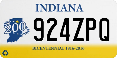 IN license plate 924ZPQ